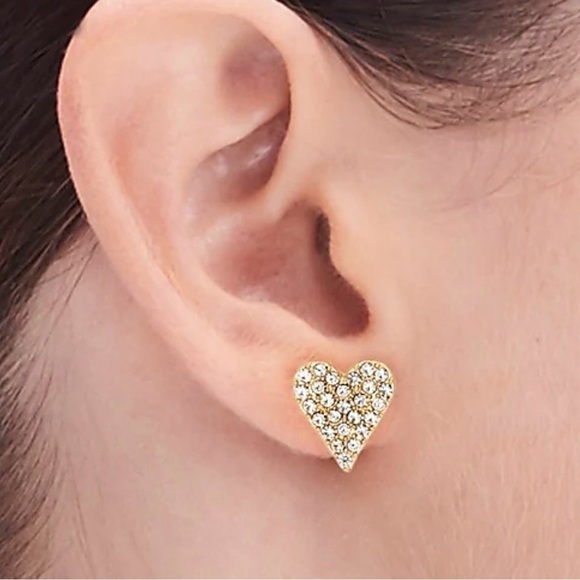 J. Crew Jewelry - J. Crew Gold Heart Pavé Earrings